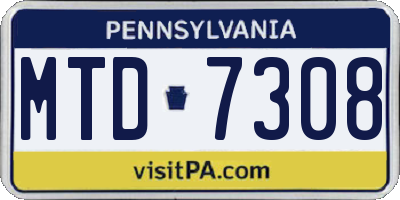 PA license plate MTD7308
