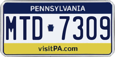 PA license plate MTD7309