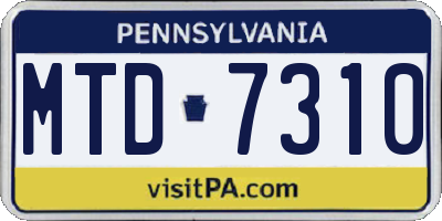 PA license plate MTD7310