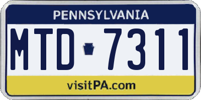 PA license plate MTD7311