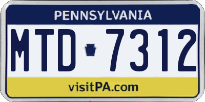 PA license plate MTD7312