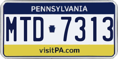 PA license plate MTD7313