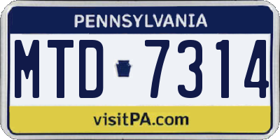 PA license plate MTD7314