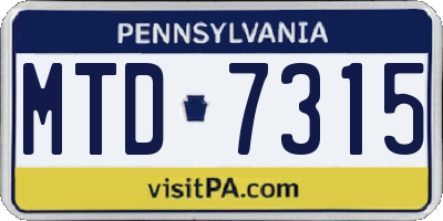 PA license plate MTD7315