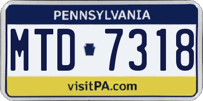PA license plate MTD7318