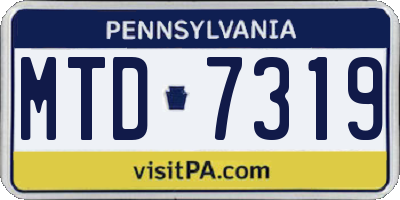 PA license plate MTD7319