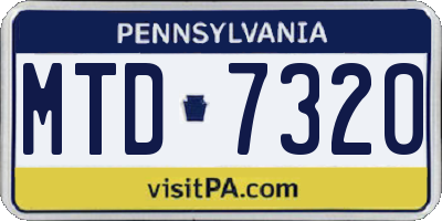 PA license plate MTD7320