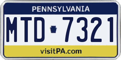PA license plate MTD7321
