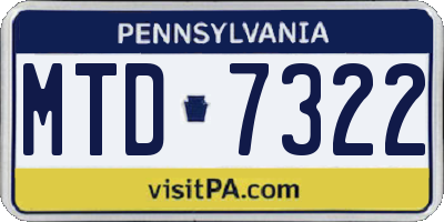 PA license plate MTD7322