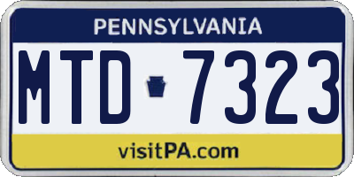 PA license plate MTD7323