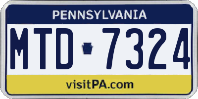 PA license plate MTD7324