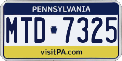 PA license plate MTD7325