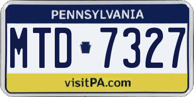 PA license plate MTD7327