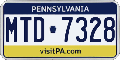 PA license plate MTD7328
