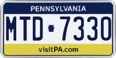 PA license plate MTD7330
