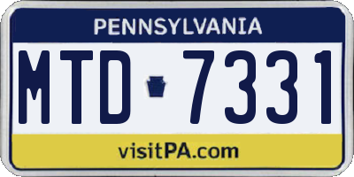 PA license plate MTD7331