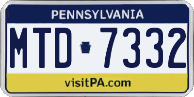 PA license plate MTD7332