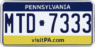 PA license plate MTD7333