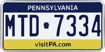 PA license plate MTD7334