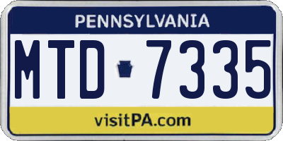 PA license plate MTD7335
