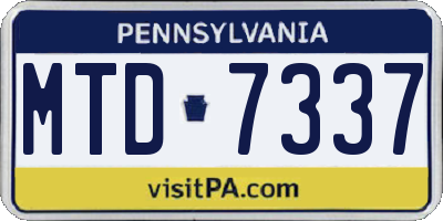 PA license plate MTD7337