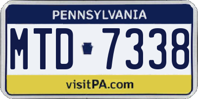 PA license plate MTD7338