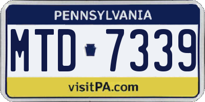 PA license plate MTD7339