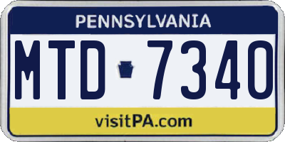 PA license plate MTD7340