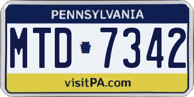PA license plate MTD7342