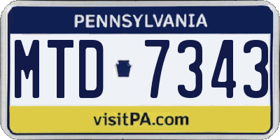 PA license plate MTD7343