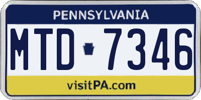 PA license plate MTD7346