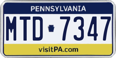 PA license plate MTD7347