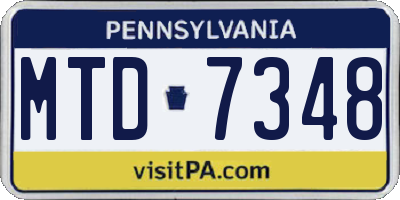 PA license plate MTD7348