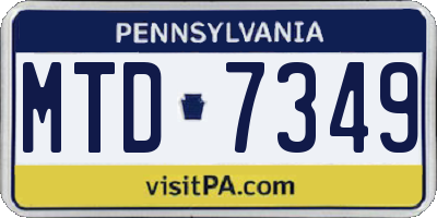 PA license plate MTD7349