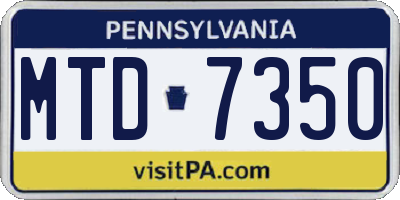 PA license plate MTD7350