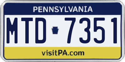 PA license plate MTD7351