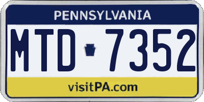 PA license plate MTD7352