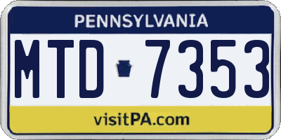 PA license plate MTD7353