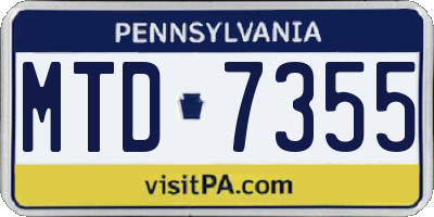 PA license plate MTD7355