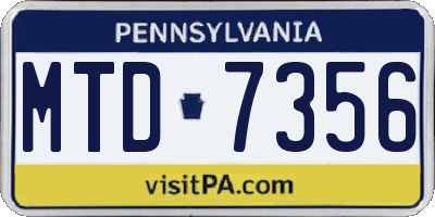 PA license plate MTD7356