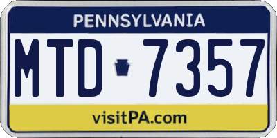 PA license plate MTD7357