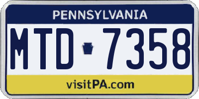 PA license plate MTD7358