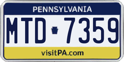 PA license plate MTD7359