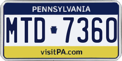 PA license plate MTD7360