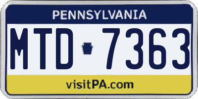 PA license plate MTD7363