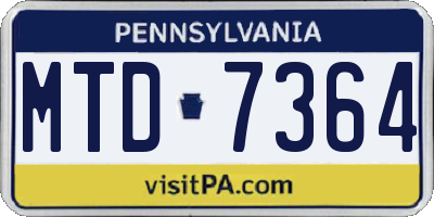PA license plate MTD7364