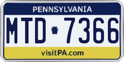 PA license plate MTD7366