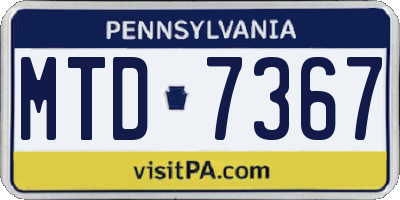 PA license plate MTD7367