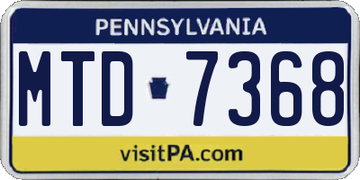 PA license plate MTD7368