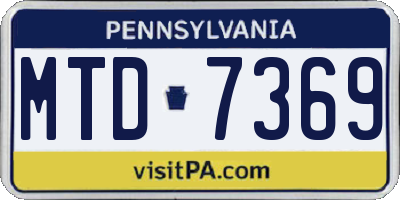 PA license plate MTD7369
